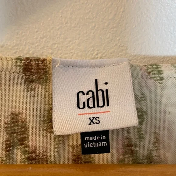 CAbi Cream and Brown Patterned Ruffle Blouse - Picture 2 of 9